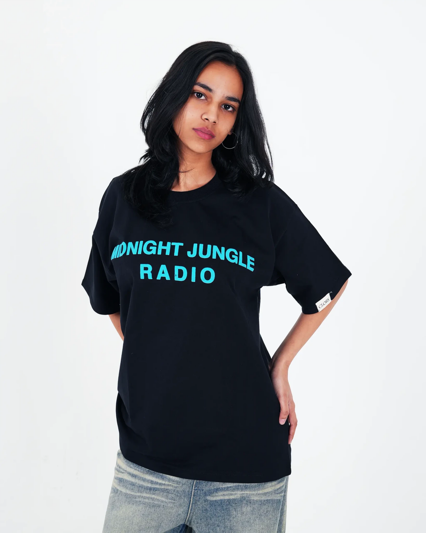 Midnight Jungle Radio - Black Oversized T-shirt - CLORYco.Oversize T-Shirts