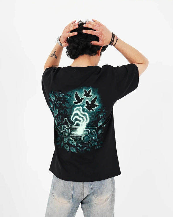 Midnight Jungle Radio- Black Oversized T-shirt