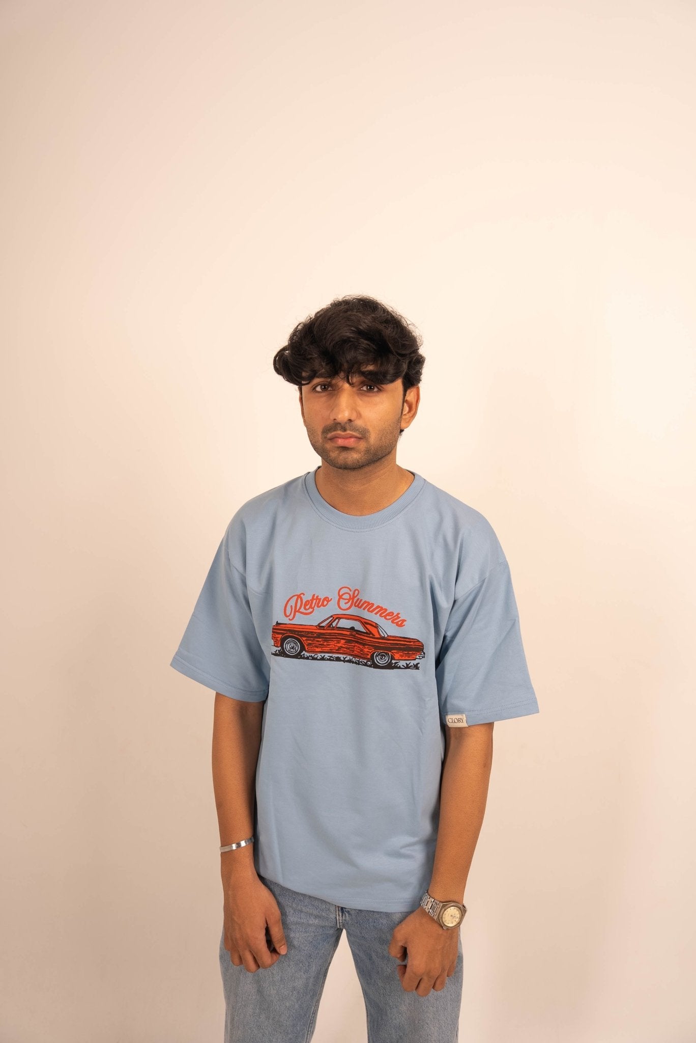 Summer Fields of Dandelions — Light Blue Oversized T Shirt