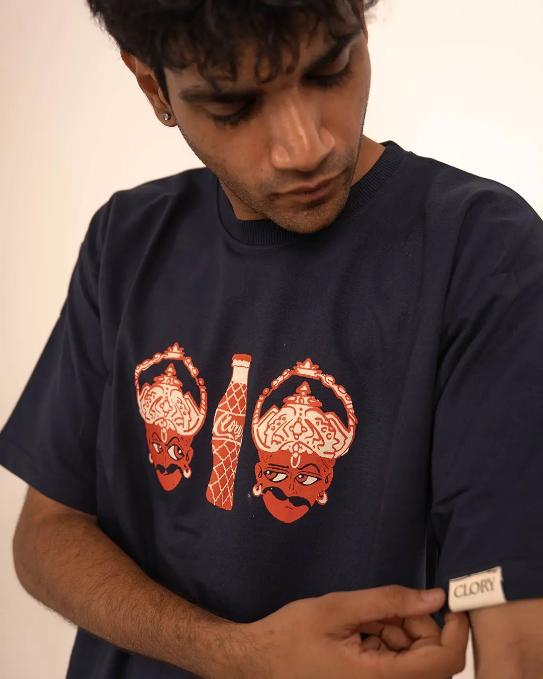 The golden summers of India - navy blue oversized graphic t shirt - CLORYco.Oversize T-Shirts