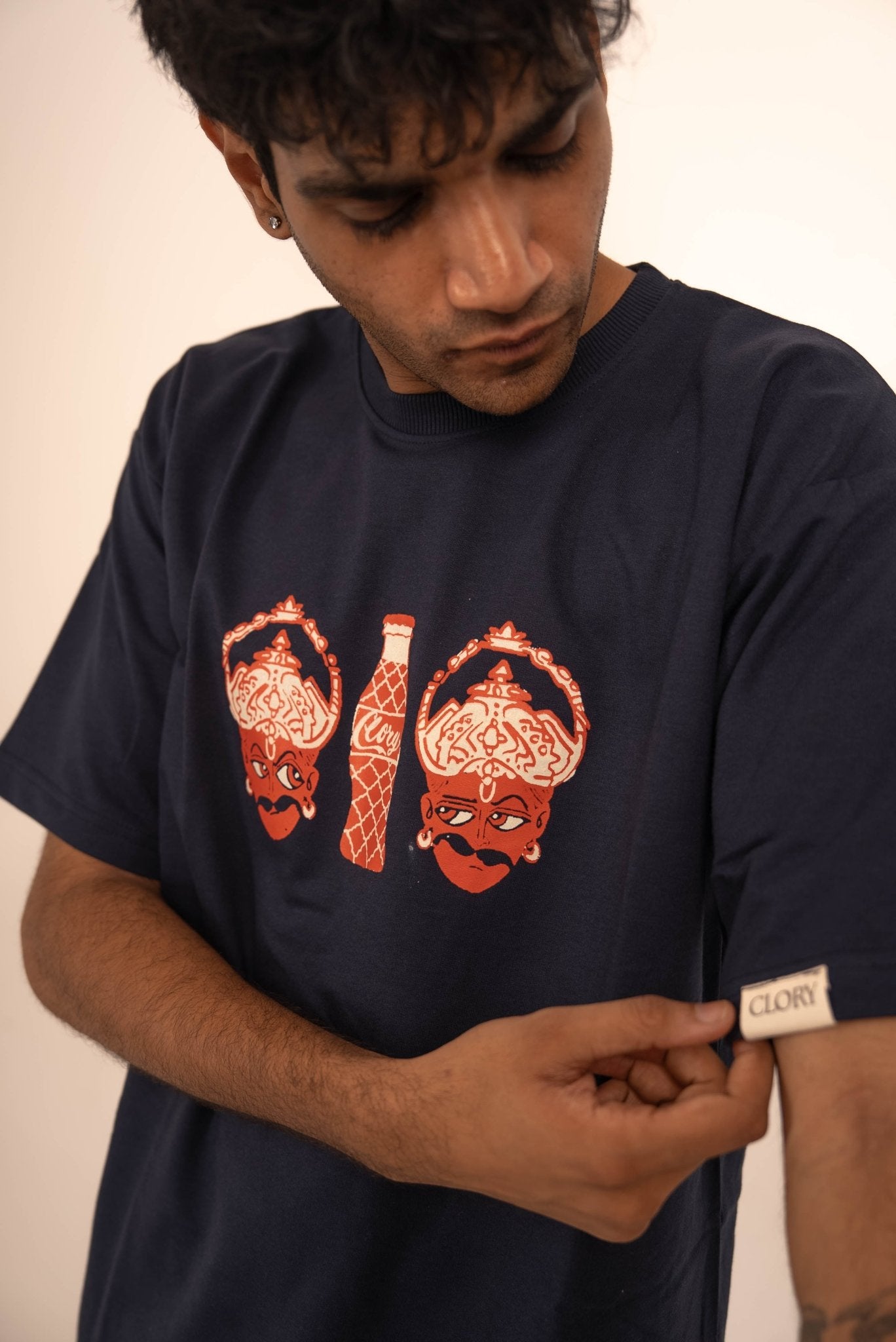 The golden summers of India - navy blue oversized graphic t shirt - CLORYco.Oversize T-Shirts