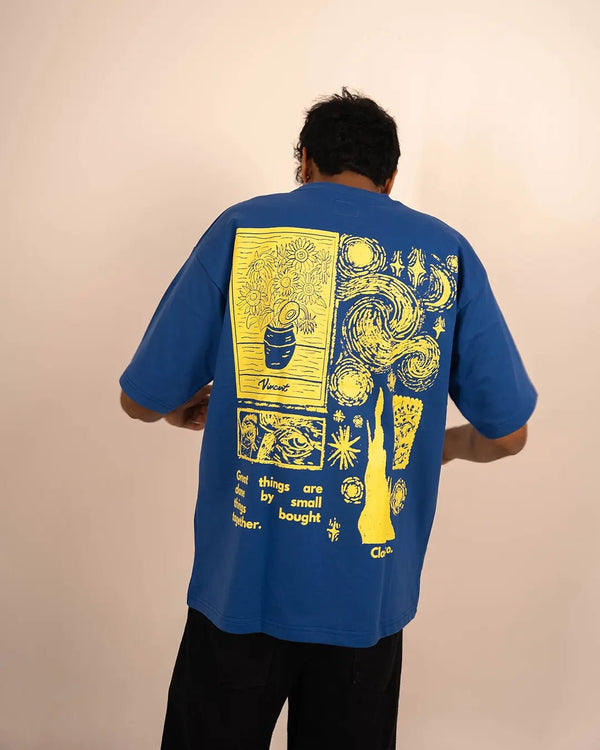 Van Gogh-Esque Royal Blue Oversized T Shirt