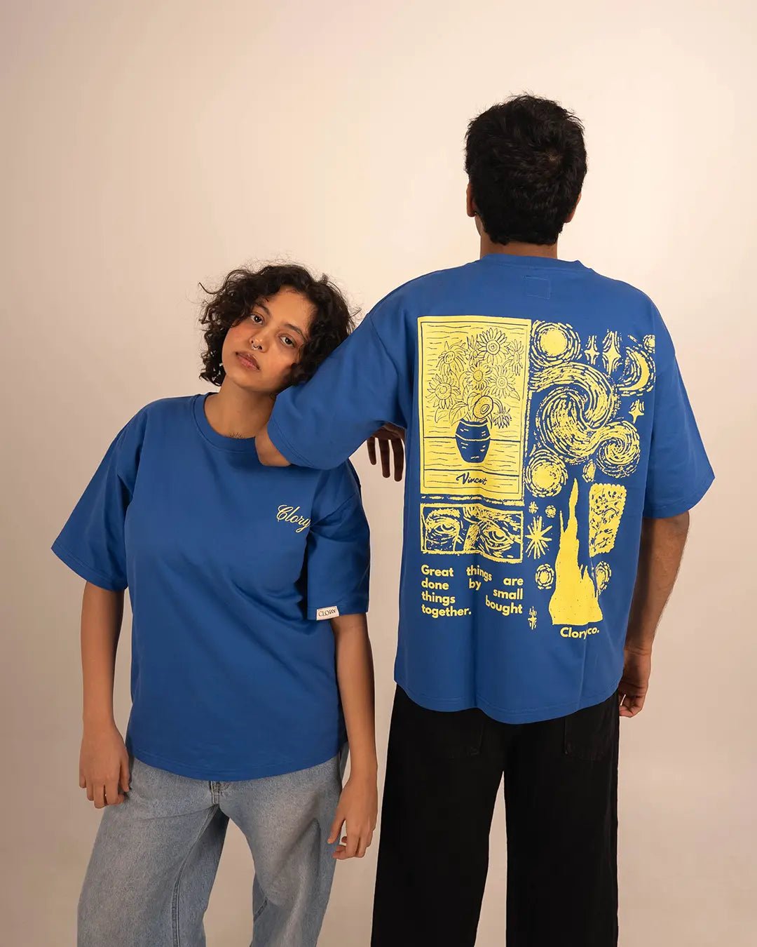 Van Gogh-Esque Royal Blue Oversized T Shirt - CLORYco.Oversize T-Shirts