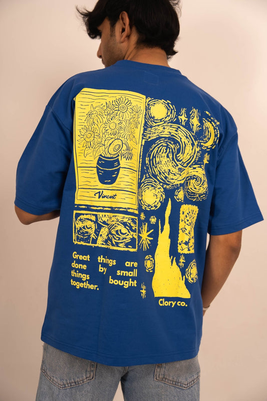 Van Gogh - Esque Royal Blue Oversized T Shirt - CLORYco.Oversize T-Shirts