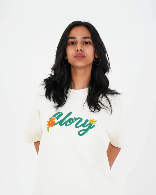 Wings of Bloom - off White Oversized T-shirt - CLORYco.Oversize T-Shirts