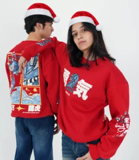 red sweatshirt