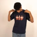 navy blue oversized graphic t shirt cloryco