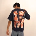 navy blue oversized graphic t shirt cloryco