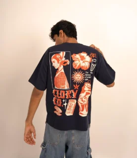 navy blue oversized graphic t shirt cloryco