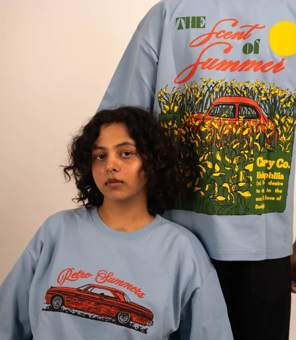 Light Blue Oversized T-Shirt cloryco